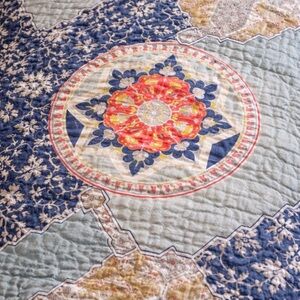 Pottery barn blue marrakesh medallion queen quilt and three shams